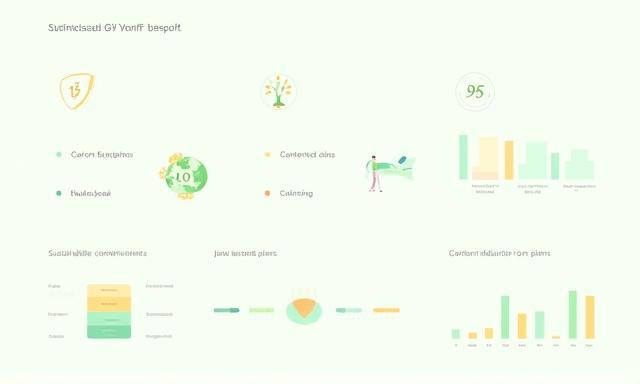 Infographic depicting sustainability commitments and carbon reduction plans
