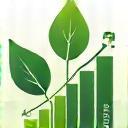 Eco-friendly icon representing carbon footprint tracking with leaves and graph
