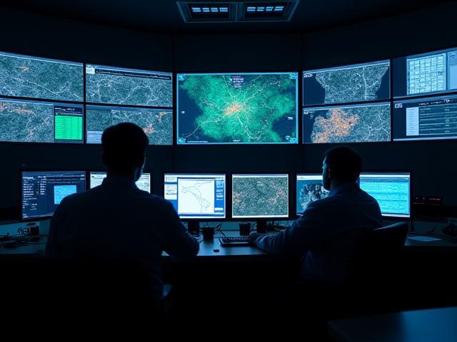 Control room with remote power distribution management screens